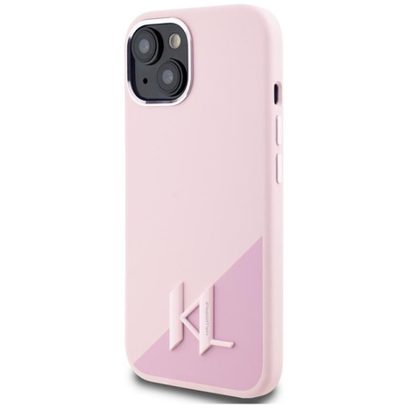 Karl Lagerfeld Silicone Shadow Metal Initial MagSafe - Hülle für iPhone 15 (rosa)