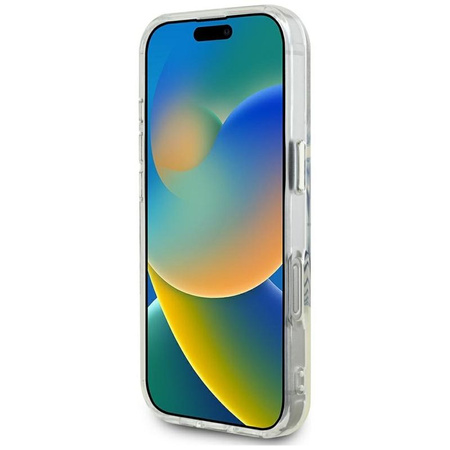 Guess IML Metallfarbener Kreis Klassisches Logo MagSafe - Gehäuse für iPhone 16 Pro Max (grau)