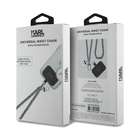 Karl Lagerfeld Universal Hand Strap Choupette - Šňůrka na krk / přívěsek na telefon (stříbrná)