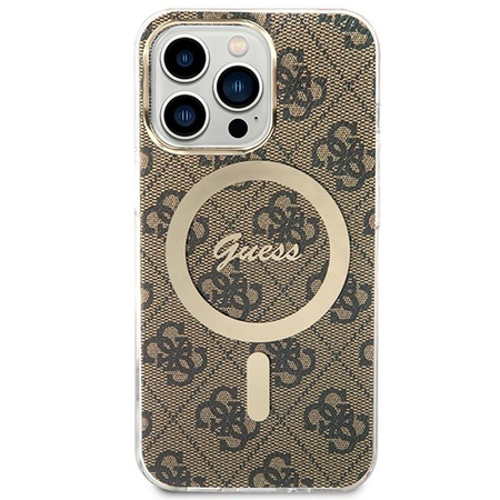 Guess Bundle Pack MagSafe 4G - MagSafe iPhone 13 Pro Case + Charger Set (brown/gold)