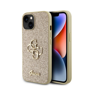 Coque Guess Glitter Script Big 4G - iPhone 15 Case (Gold)