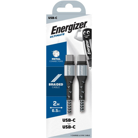 Energizer Ultimate - Propojovací kabel USB-C na USB-C 2 m (stříbrný)