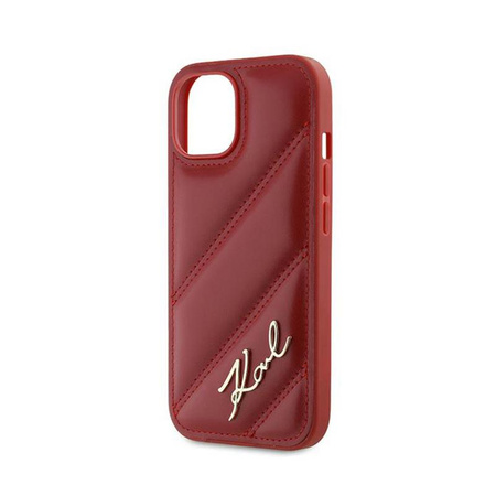 Karl Lagerfeld Diagonal Quilted Script - Etui iPhone 15 / 14 / 13 (rouge)