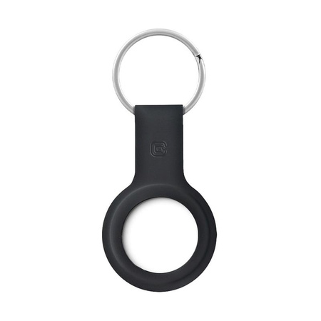 Crong Silicone Case with Key Ring - Schutzhülle für Apple AirTag 1 / 2 Schlüsselanhänger (Schwarz)