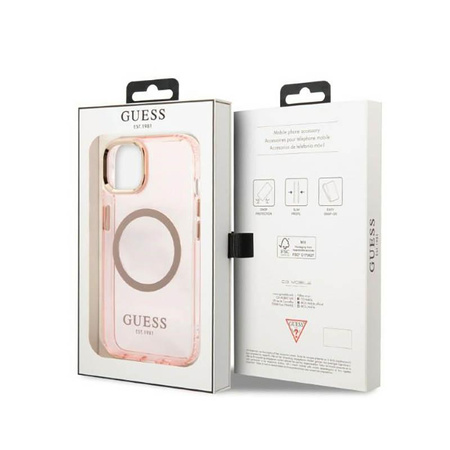 Guess Gold Outline Translucent MagSafe - iPhone 13 Case (pink)