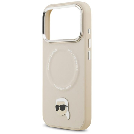 ETUI DO IPHONE 17 PRO do MAGSAFE KARL LAGERFELD ORYGINALNE BEŻOWE SKÓRZANE
