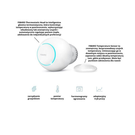 FIBARO Heat Controller Starter Pack - termosztatikus fej + Z-Wave hőmérséklet-érzékelő