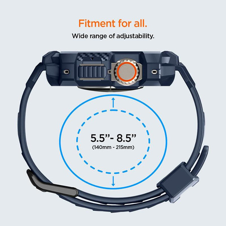 Spigen Rugged Armor Pro - Bracelet avec étui pour Apple Watch Ultra 49 mm (Bleu marine)