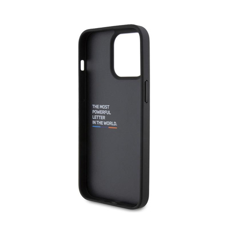 Kožené pouzdro BMW Hot Stamp Tricolor - iPhone 15 Pro Max (černé)