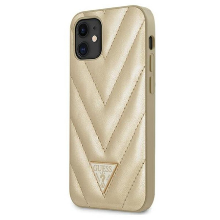 Guess V Quilted - pouzdro pro iPhone 12 mini (zlaté)