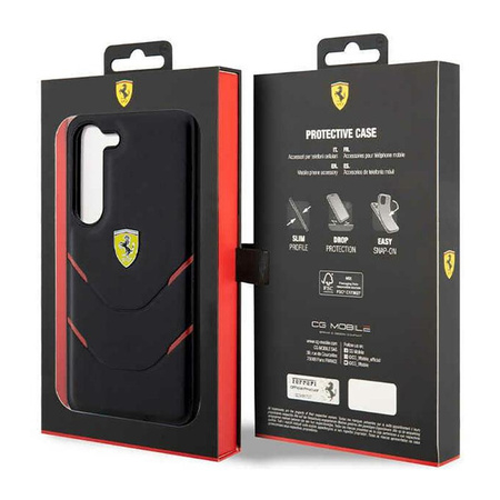 Ferrari Hot Stamp Lines - pouzdro pro Samsung Galaxy S23+ (černé)