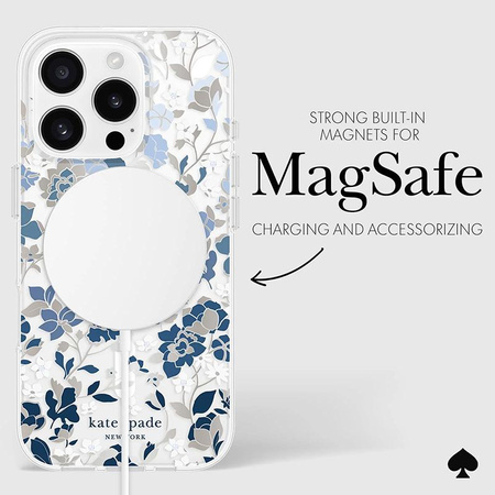 Kate Spade New York Protective Gems MagSafe - iPhone 16 Pro Case (Flowerbed Blue)