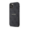 Guess 4G Collection Cuir Logo Métal MagSafe - Coque iPhone 12 / iPhone 12 Pro (noir)