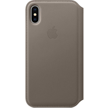 Apple Leather Folio - Bőr iPhone X tok kártyazsebekkel (világos bézs)