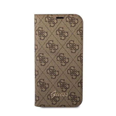 Guess 4G Metal Camera Outline Booktype Case - Coque pour iPhone 14 Pro Max (marron)