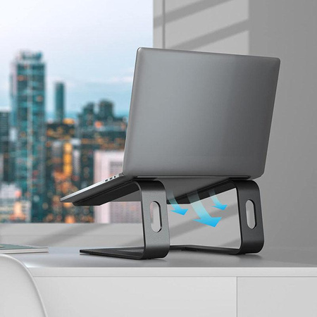 Crong AluBench – Ergonomiczna podstawka pod laptopa z aluminium (czarny)