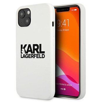 Karl Lagerfeld Silicone Stack Logo - pouzdro na iPhone 13 (bílé)