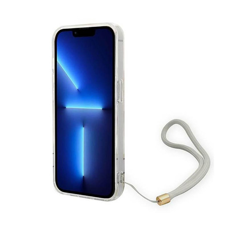 Guess Flower Cord - Tasche mit Umhängeband iPhone 14 Pro Max (lila)