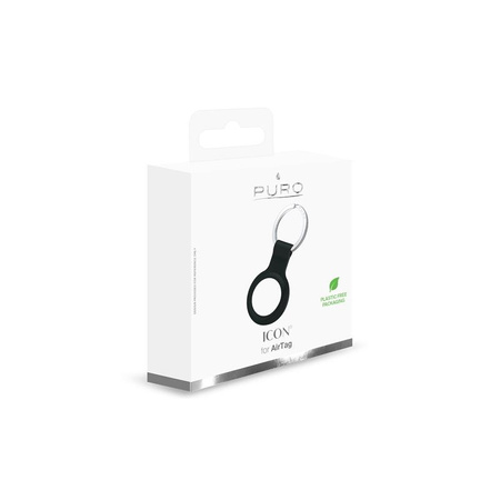 PURO ICON Case - Silikonový kroužek na klíče pro Apple AirTag (černý)