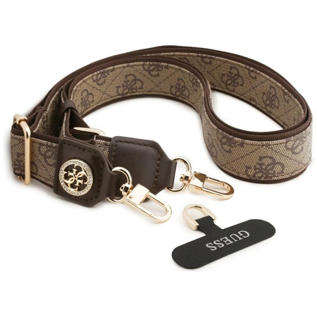 Guess Universal Crossbody Strap 4G Tether Patch Strass Metal Logo - Univerzální popruh / šňůrka na telefon (hnědý)