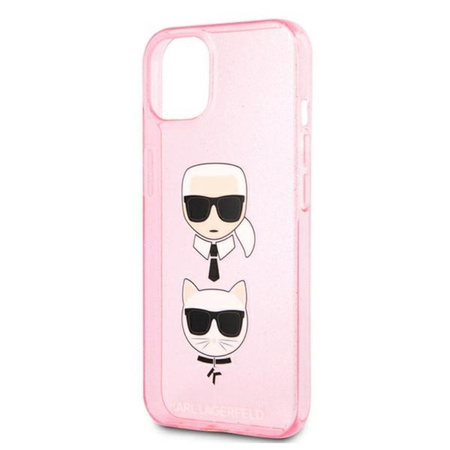 Karl Lagerfeld Glitter Karl & Choupette Head - iPhone 13 mini Tasche (rosa)