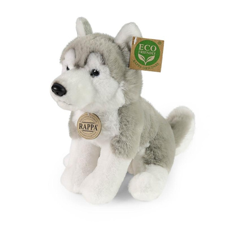 Rappa - Plush Realistic Sitting Husky Dog 23 cm Eco-Friendly Soft Collection