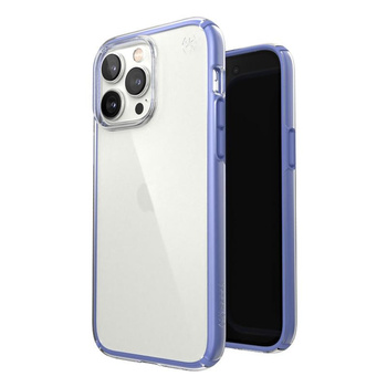 Speck Presidio Perfect-Clear with Impact Geometry - iPhone 14 Pro Max Case with MICROBAN Coating (Clear / Grounded Purple)