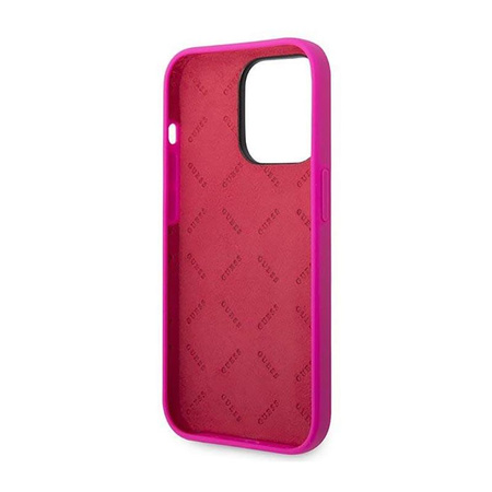 Silikonové pouzdro Guess Vintage - iPhone 14 Pro (fuchsiová)