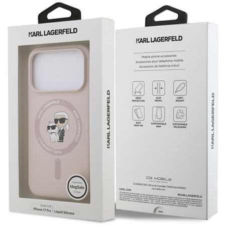 Karl Lagerfeld Silicone Karl & Choupette Ring MagSafe - Hülle iPhone 17 Pro (rosa)