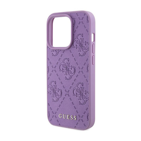 Guess Leather 4G Stamped - Étui pour iPhone 15 Pro Max (violet)