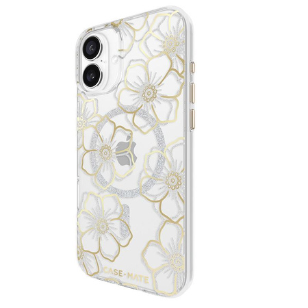 Pouzdro Case-Mate Floral Gems MagSafe - iPhone 16 Plus (zlaté)