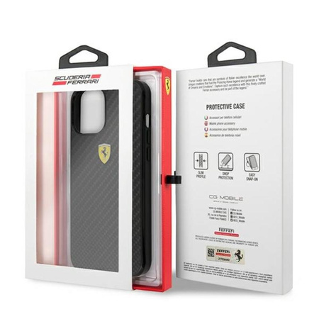 FERRARI On Track Carbon - Coque iPhone 12 / iPhone 12 Pro (noir)