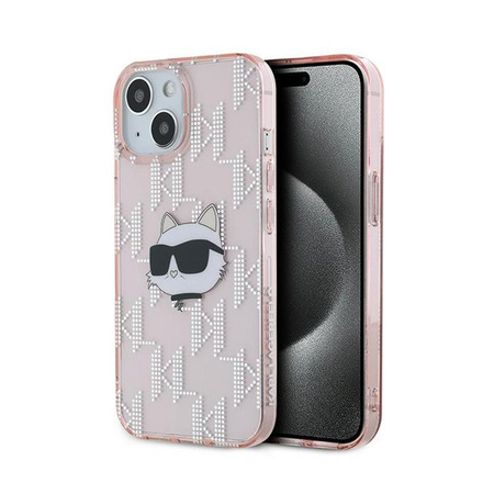 Karl Lagerfeld IML Choupette Head & Monogram - pouzdro pro iPhone 13 (růžové)