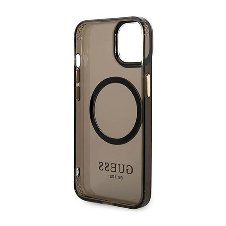 Guess Gold Outline Translucent MagSafe - pouzdro pro iPhone 14 (černé)