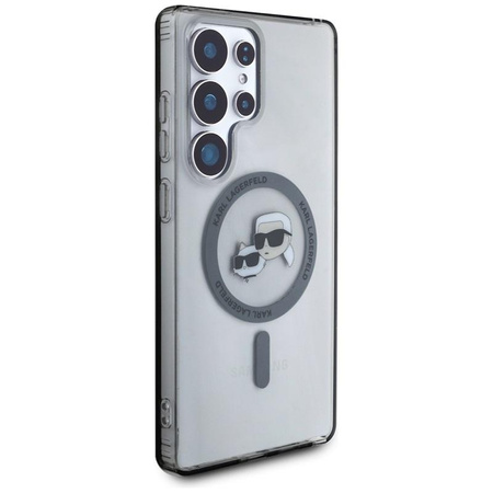 Karl Lagerfeld Button Karl & Choupette Heads Printed Logo MagSafe - Case for Samsung Galaxy S25 Ultra (Black)