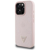 Guess Grainé Hot Stamp Peony Triangle Logo MagSafe - Coque pour iPhone 16 Pro (rose)