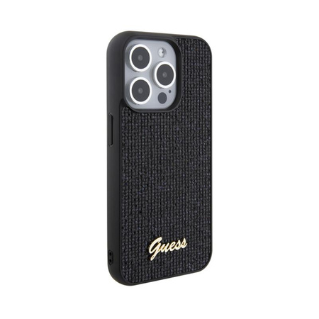 Guess Disco Metal Script - Coque pour iPhone 15 Pro (noir)