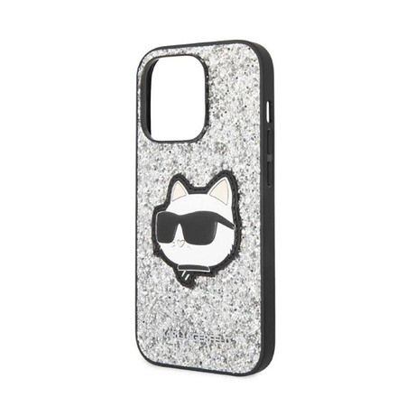 Karl Lagerfeld NFT Glitter Choupette Patch- Case for iPhone 14 Pro Max (Silver)
