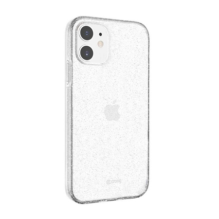 Crong Glitter Case - Coque pour iPhone 12 Mini (Transparent/Argent)
