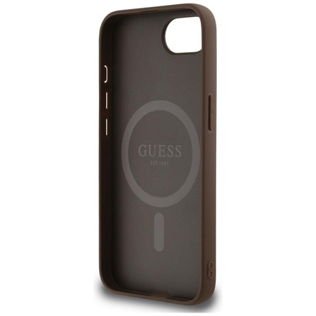 Guess 4G Circle Classic Logo MagSafe - pouzdro pro iPhone 16e (hnědé)