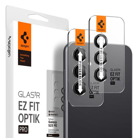 Spigen Optik Pro GLAS.TR EZ Fit Camera Protector 2-Pack - ochranné sklo objektivu pro Samsung Galaxy S23 FE (2 ks) (Black)