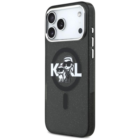 Karl Lagerfeld IML Glitter Karl & Choupette Sketch Logo MagSafe - Case for iPhone 17 Pro Max (black)