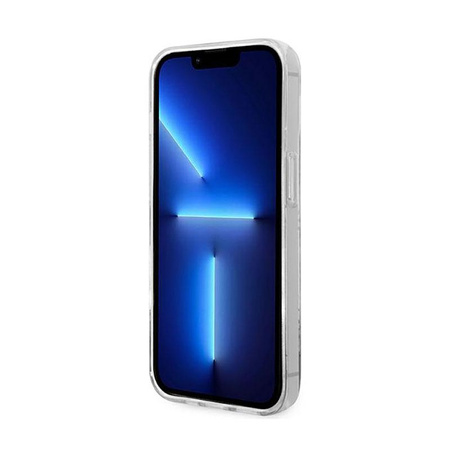 Guess 4G Stripe Script Logo Galvanizovaný vzor - pouzdro pro iPhone 14 Pro (khaki)