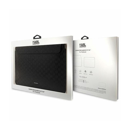 Karl Lagerfeld Saffiano Monogram Plaque Sleeve - 14" Notebooktasche (Schwarz)