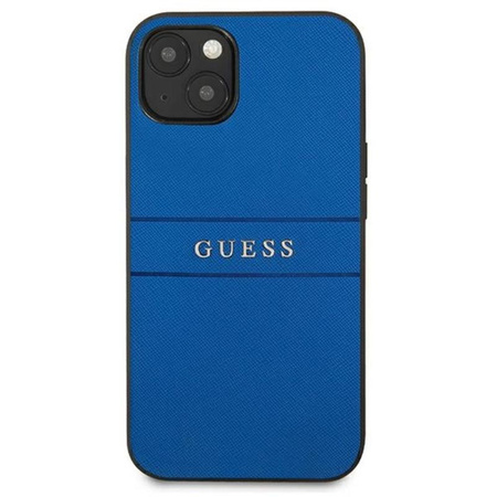 Guess Saffiano Metall-Logo-Streifen - iPhone 13 mini Tasche (blau)