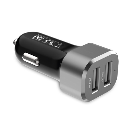 Chargeur de voiture Crong Power 24W - Chargeur de voiture 2xUSB 2.4A (aluminium)