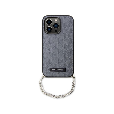 Karl Lagerfeld Saffiano Monogram Chain - Coque pour iPhone 14 Pro (Argent)