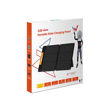 Wonder Ws120 - Panneau solaire 120W avec sortie USB-C PD 30W & USB-A QC 18W (Noir)