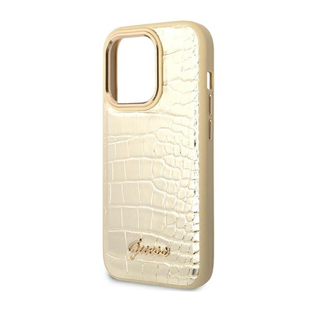 Guess Croco Collection - Coque pour iPhone 14 Pro Max (Or)