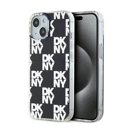 DKNY IML Checkered Mono Pattern - pouzdro pro iPhone 15 Plus / 14 Plus (černé)